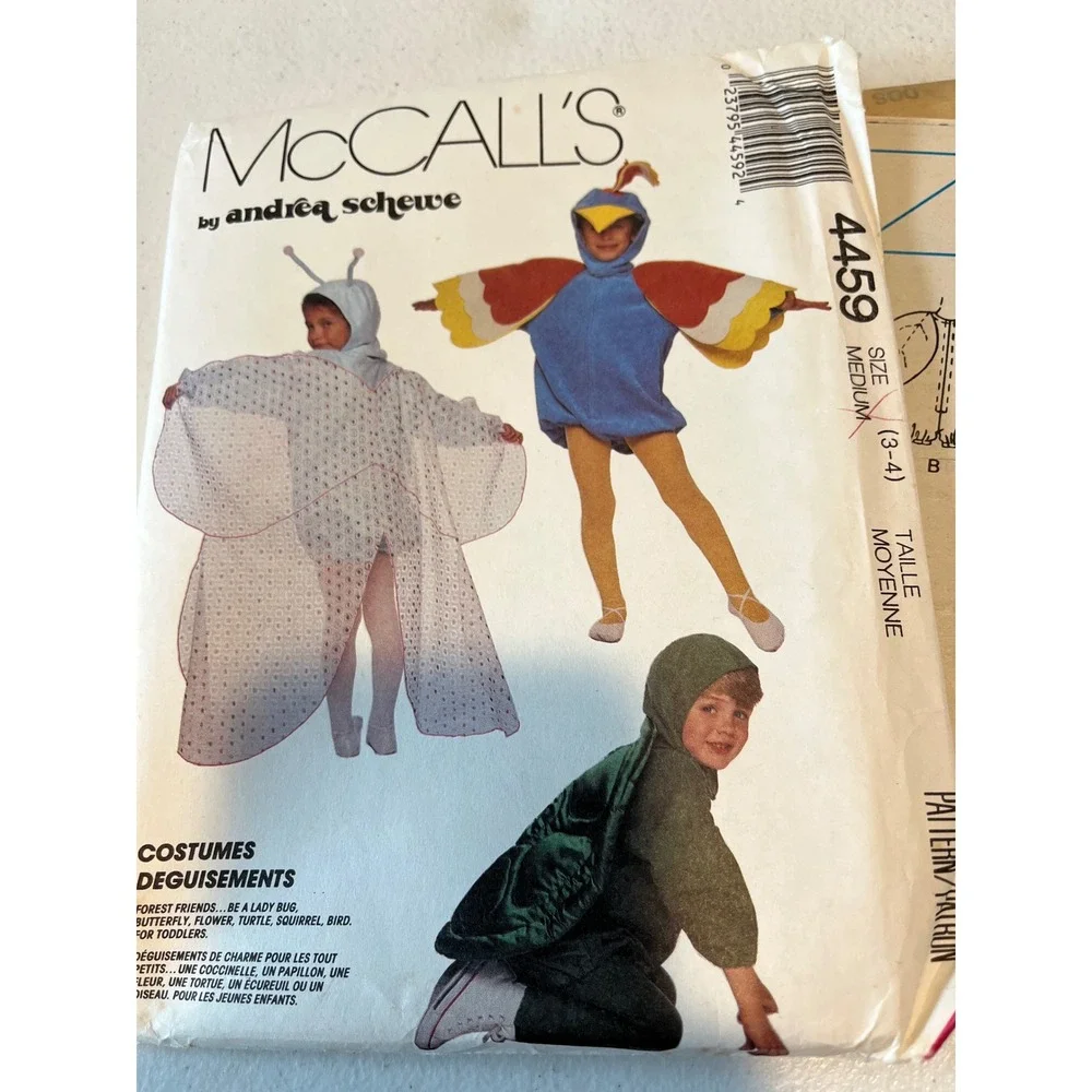 McCalls 4459 Toddler Costume Sewing Pattern Forest Friends Ladybug Bird Size 3-4